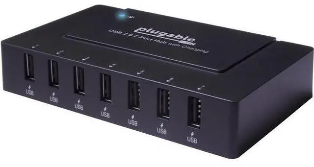 Alt view image 9 of 10 - 7 Port USB Hub - Plugable USB Hub for Multiple Devices and USB 2.0 Data Transfer with a 60W Power Adapter - Driverless