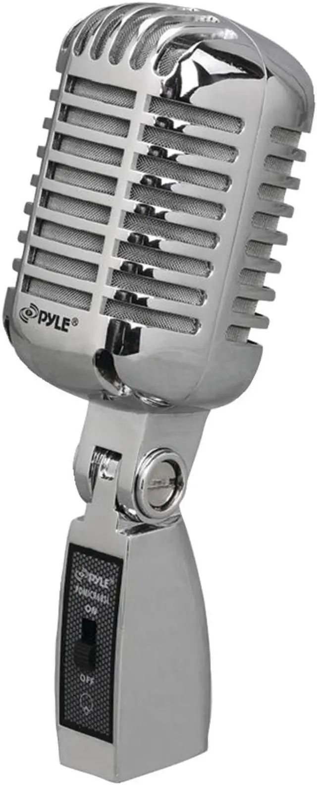 Alt view image 4 of 10 - Pyle - Classic Retro Die Cast Metal Vintage Style Dynamic Vocal Microphone with 16ft XLR Cable (Silver)