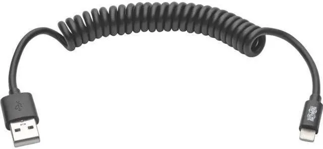 Alt view image 8 of 10 - Tripp Lite M100-004COIL-BK Black USB Sync/Charge Coiled Cable with Lightning Connector (M/M)