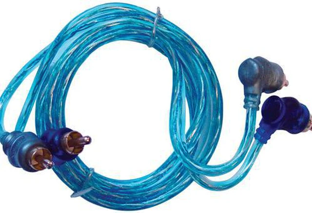 Main image of XSCORPION STP3 RCA CABLE 3' RIGHT ANGLE BLUE/PLATINUM TWISTED