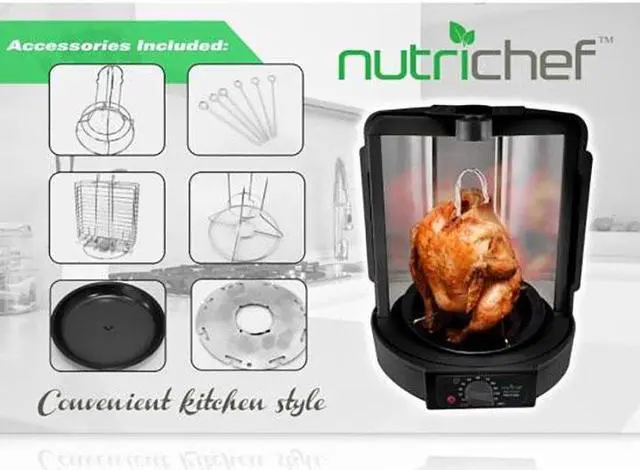 Alt view image 2 of 3 - NutriChef Black Vertical Countertop Rotisserie Rotating Oven PKRT16BK