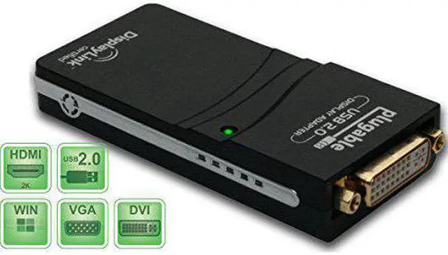 Alt view image 6 of 12 - Plugable USB 2.0 to DVI/VGA/HDMI Video Graphics Adapter for Multiple Monitors up to 1920x1080 Supports Windows 11, 10, 8.1, 7, XP, and Mac 10.14+