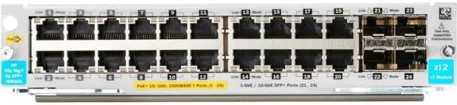 Alt view image 5 of 18 - HPE Aruba 20-port 10/100/1000BASE-T PoE+ / 4-port 1G/10GbE SFP+ MACsec v3 zl2 Module