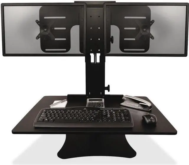 Alt view image 3 of 20 - Victor DC350 High Rise Collection Dual Monitor Sit-Stand Desk Converter, 28 X 23 X 15.5, Blk