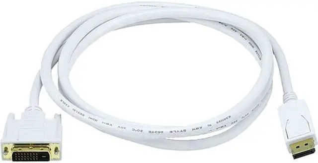 Alt view image 5 of 16 - Monoprice 6ft Gold Plated 28AWG DisplayPort to DVI Cable - White