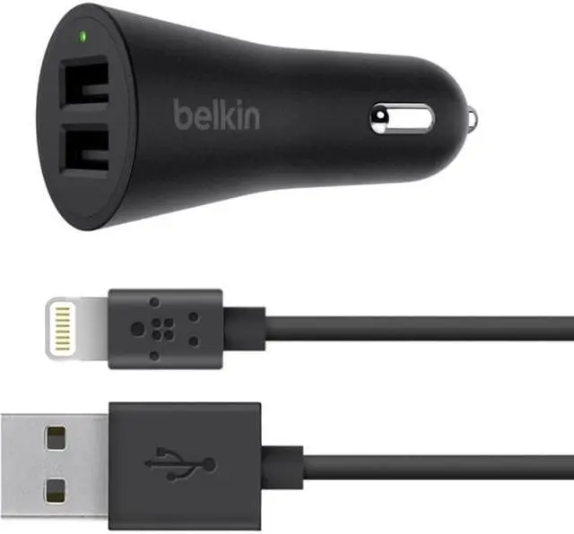 Alt view image 9 of 10 - Belkin BOOST UP 2-Port Car Charger + USB-A to Lightning Cable