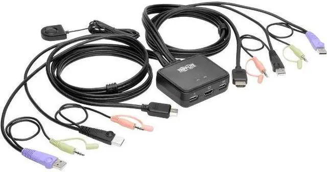 Alt view image 8 of 14 - Tripp Lite 2-Port KVM Switch w/ HDMI USB Audio Cables Peripheral Sharing (B032-HUA2)