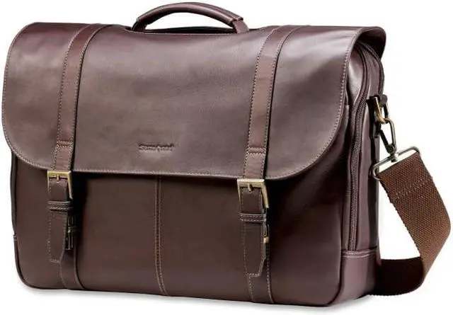 Alt view image 20 of 20 - Samsonite Columbian Leather Flapover Laptop Case