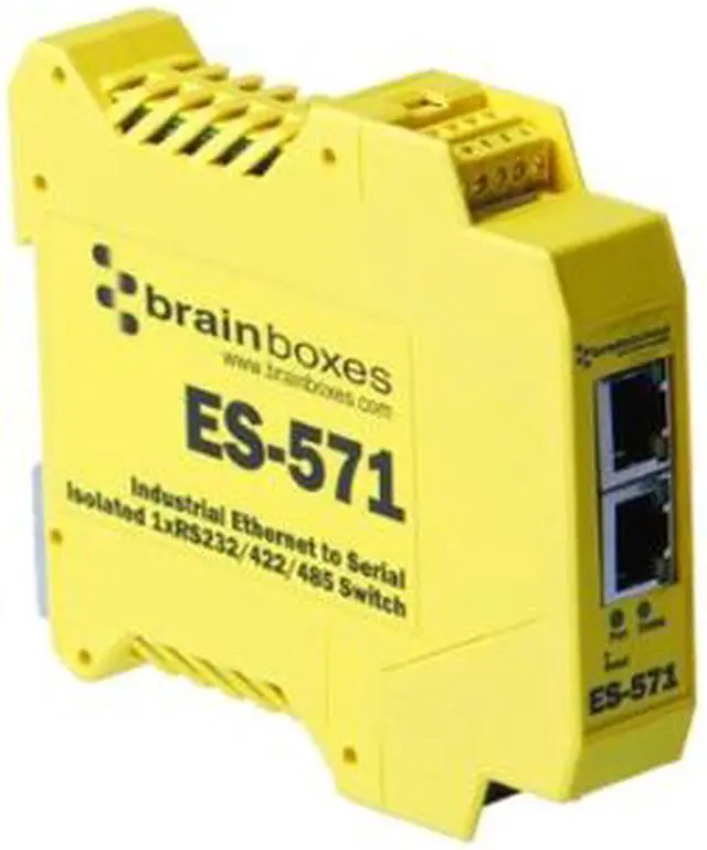 Alt view image 3 of 8 - Brainboxes ES-571 Brainboxes Es-571 Industrial Isolated Ethernet to Serial + Switch - 1 x Network (RJ-45) - 1 x Serial Port - Fast Ethernet - Rail-mountable