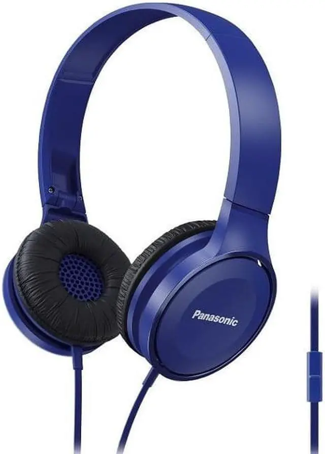 Alt view image 9 of 12 - Panasonic RP-HF100M-A Lightweight On-Ear Headphones with Microphone (Blue)