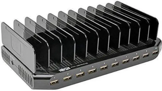 Alt view image 2 of 14 - Tripp Lite U280-010-ST-CEE 10-Port USB Charging Station with Adjustable Storage, 12V 8A (96W) USB Charger Output, Schuko Power Cord