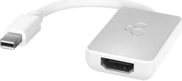 Alt view image 7 of 7 - Silver White Kanex iAdapt V2 Mini DisplayPort to HDMI Adapter w Audio