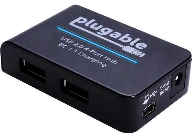 Alt view image 8 of 9 - Plugable USB 2.0 4-Port High Speed Hub with 12.5W Power Adapter.
