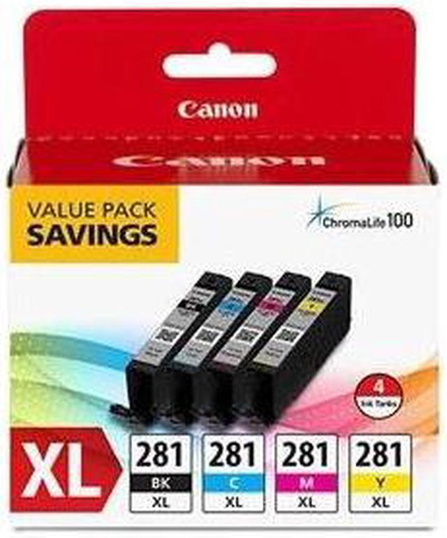 Alt view image 4 of 17 - Canon CLI-281 XL High Yield Ink Cartridge - Combo Pack - Black/Cyan/Magenta/Yellow
