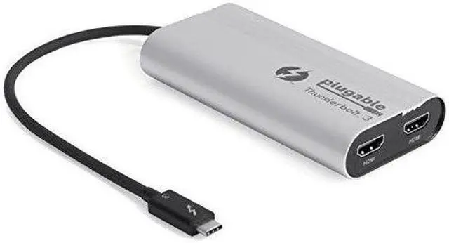 Alt view image 6 of 6 - Plugable Thunderbolt 3 Dual Monitor Adapter - USB-C to HDMI for Mac and Windows