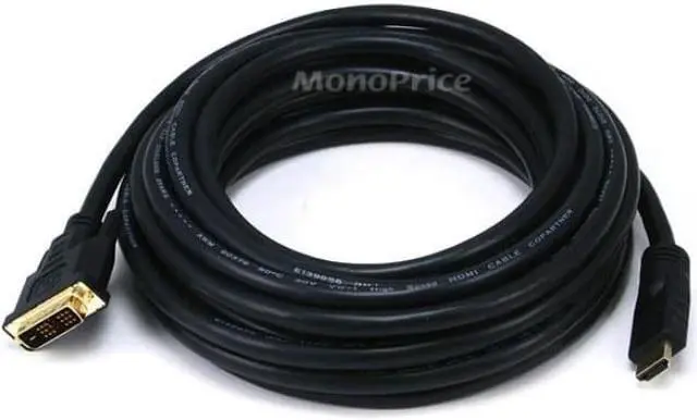 Alt view image 6 of 12 - Monoprice 25ft 26AWG CL2 Standard HDMI to DVI Adapter Cable, Black