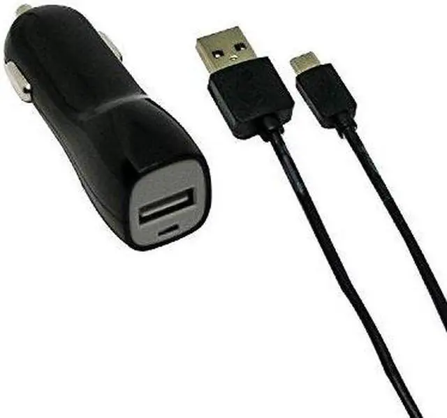 Main image of VisionTek Products 2 Amp Car Charger with 3.2' Micro USB Cable for micro usb devices - Black