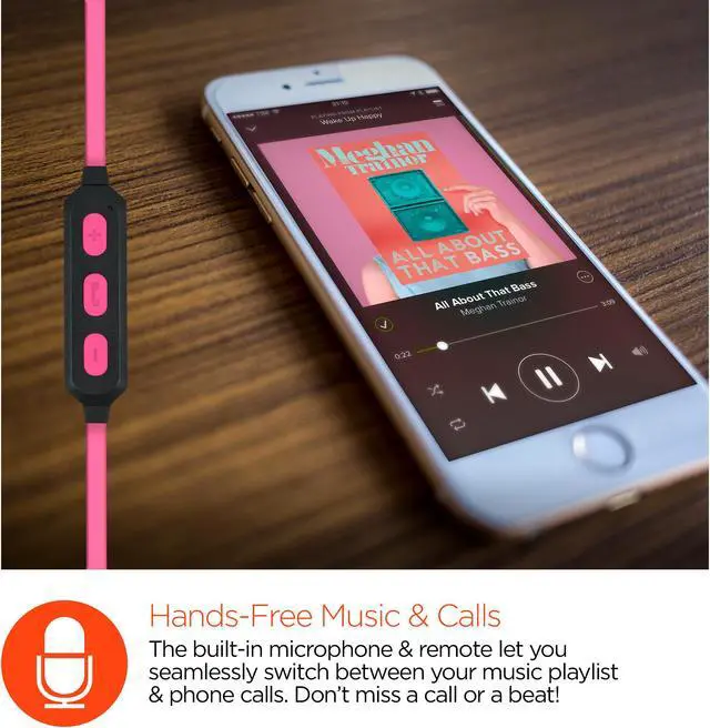 Alt view image 5 of 10 - hypergear marathon sport wireless bluetooth earphones. handsfree music + microphone for calls secure fit with ergonomic ear gels. sweatproof for the gym, running & walking. pink