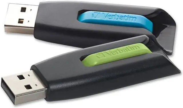 Alt view image 10 of 11 - Verbatim Store 'n' Go V3 32GB USB 3.0 Flash Drive - 2pk - Blue, Green 99127