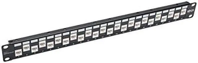 Alt view image 4 of 8 - 24-PORT 1U RACK-MOUNT CAT6A/CAT6/CAT5E OFFSET FEED-THROUGH PATCH PANEL WITH CABL