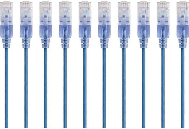 Alt view image 9 of 9 - Monoprice SlimRun Cat6A Ethernet Patch Cable - Network Internet Cord - RJ45, 550Mhz, UTP, Pure Bare Copper Wire, 10G, 30AWG, 7ft, Blue, 10-Pack