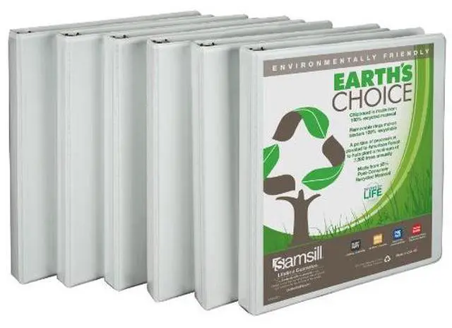 Main image of Samsill I08917 Earth's Choice View 1/2" Round 3-Ring Binder, White, 6/Pack