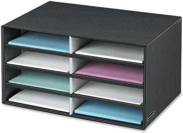 Alt view image 8 of 11 - Decorative Sorter, 8 Letter Sections, 19 1/2 X 12 3/8 X 10 1/4, Bk/gy Pinstripe