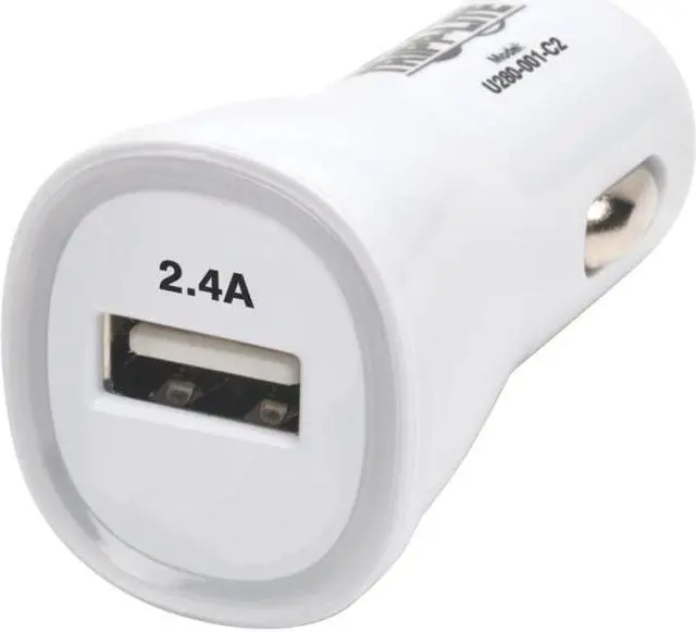 Alt view image 5 of 14 - Tripp Lite U280-001-C2 White USB Tablet / Phone Car Charger, 5V / 2.4A