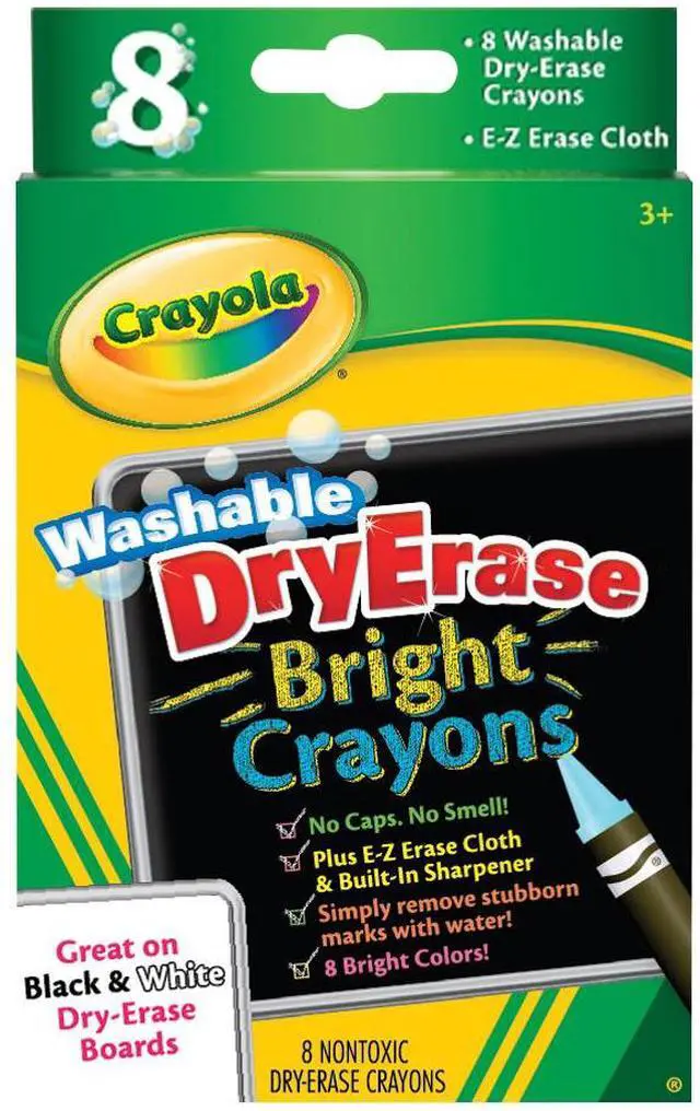 Alt view image 8 of 12 - Crayola Washable Dry-Erase Crayons-Bright 8/Pkg
