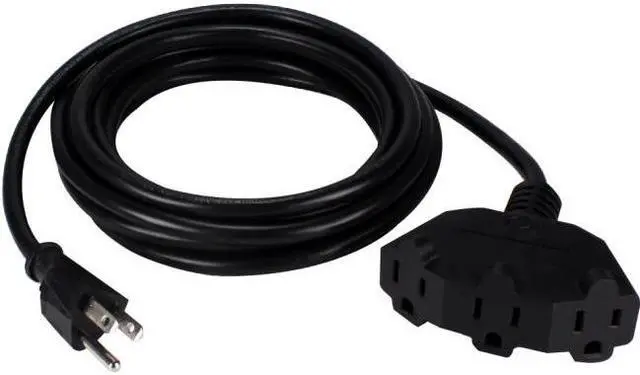 Alt view image 10 of 12 - QVS PP-ADPT3-10 10Ft Three Angle Outlet 3-Prong Power Extension Cord