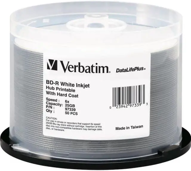 Alt view image 2 of 5 - BD-R 25GB 6x White Hub Inkjet