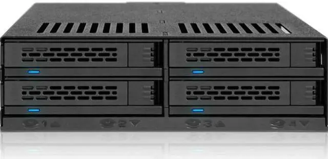 Alt view image 3 of 5 - ICY DOCK MB324SP-B ExpressCage Drive Enclosure 4 Bay 2.5" SAS/SATA HDD & SSD Hot Swap Cage for External 5.25" Bay - Comparable to Tray-Less Design