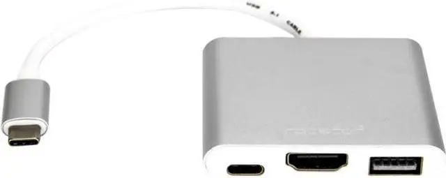 Alt view image 8 of 10 - Rocstor Y10A176-S1 Usb-C To Usb 3.0 Hdmi Usb-C 3.1 Multifunction Adapter 15Cm Silver