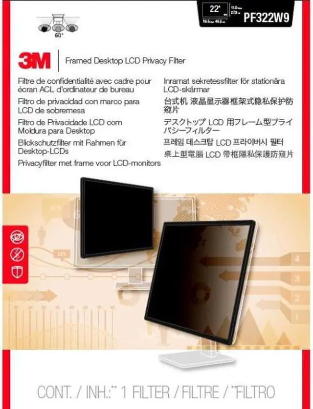 Main image of 3M Framed Privacy Filter for 22 in Monitor, 16:9, PF220W9F