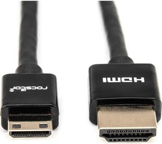 Alt view image 2 of 5 - Rocstor 3ft Slim High-Speed HDMI Cable with Ethernet - HDMI to HDMI Mini M/M