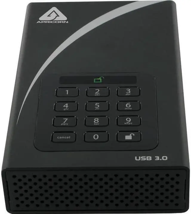 Alt view image 7 of 18 - Apricorn Aegis Padlock DT ADT-3PL256-12TB 12 TB Hard Drive - External - Desktop - TAA Compliant - USB 3.0 - 8 MB Buffer - Black - 256-bit Encryption Standard