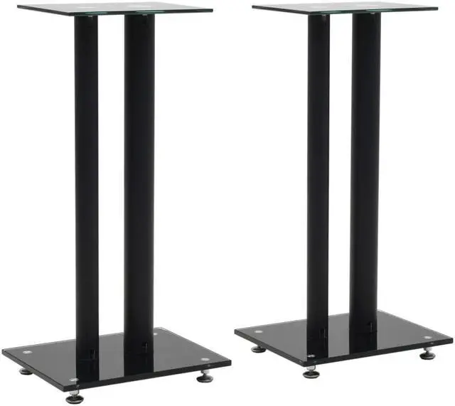 Main image of vidaXL Speaker Stands Speaker Holder 2 Pcs Tempered Glass 2 Pillars Design Black