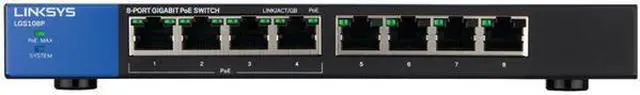 Alt view image 2 of 7 - Linksys 8-Port Desktop Gigabit PoE Switch 2 Layer Supported Wall Mountable