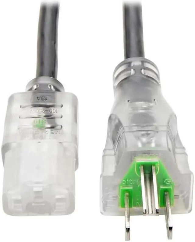 Alt view image 8 of 19 - Tripp Lite Model P006-003-HG13CL 3 ft. Hospital-Grade Computer Power Cord with Clear Plugs, 13A, 16 AWG (NEMA 5-15P to IEC-320-C13)