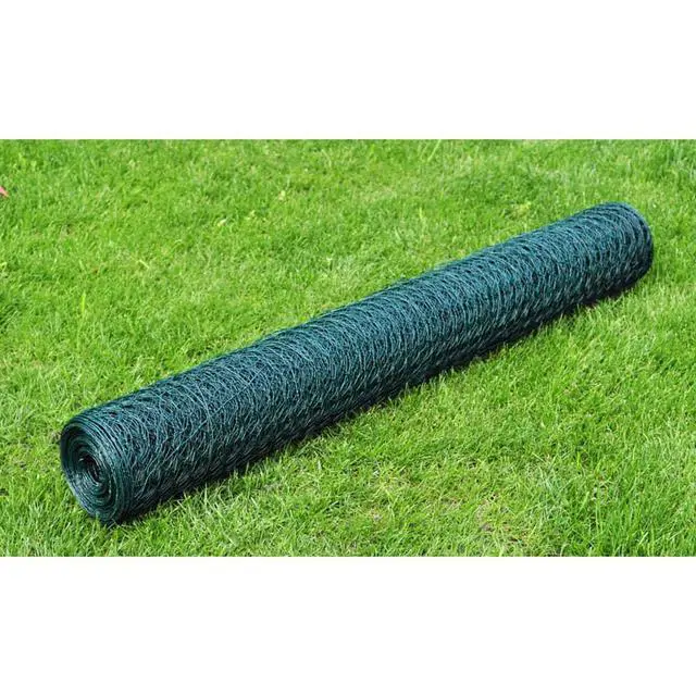Alt view image 5 of 7 - vidaXL Mesh Fence Galvanised Steel Hexagon 3.28"x82' Dark Green