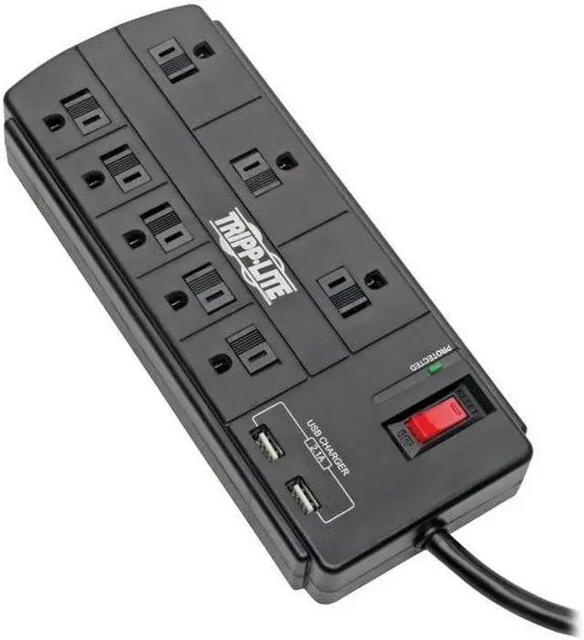 Alt view image 7 of 20 - TRIPP LITE TLP88USBB 8.0 Feet 8 Outlets 1200 Joules Surge Protector