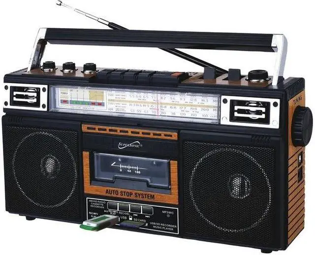 Alt view image 8 of 13 - SUPERSONIC INC SC-3201BT WD 4 BAND RADIO & CASSETTE PLAYER + CASSETTE TO MP3 CONVERTER & BLUETOOTH