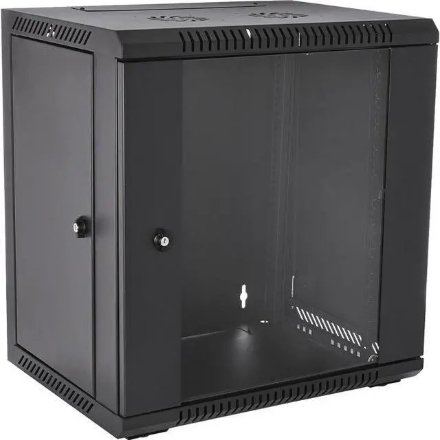 Alt view image 4 of 4 - V7 12U Rack Wall Mount Glass Door Enclosure