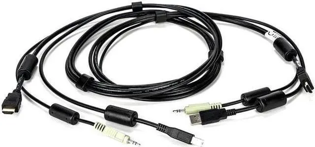 Alt view image 7 of 9 - Avocent 6 ft. USB keyboard, mouse & DisplayPort video cable with speakers - Used with SC940D-001 CBL0110