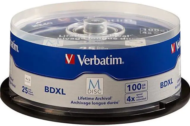 Main image of VERBATIM AMERICAS LLC 98914 VERBATIM, M-DISC BDXL 100GB 4X WITH BRANDED, SURFACE - 25/PK SPINDLE