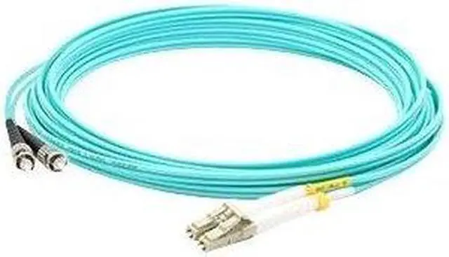 Alt view image 4 of 11 - THIS IS A 9M LC (MALE) TO ST (MALE) AQUA DUPLEX RISER-RATED FIBER PATCH CABLE. A