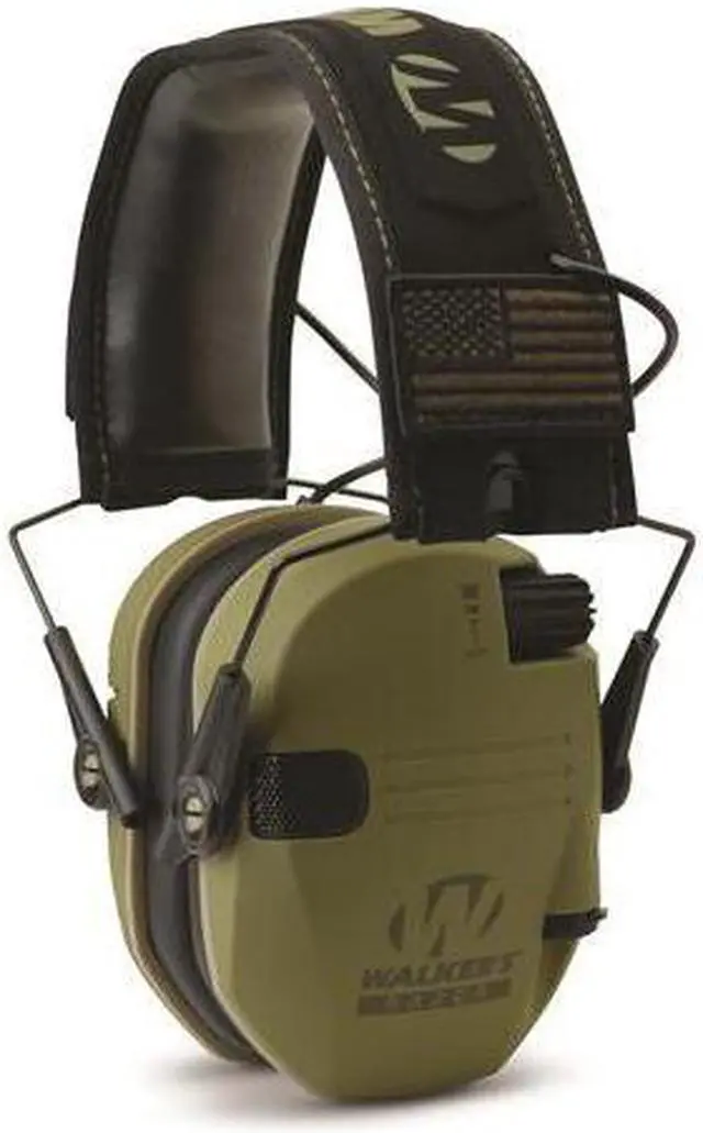 Alt view image 2 of 13 - Walkers Razor Slim Shooter Electronic Hearing Protection Earmuffs, Green Patriot