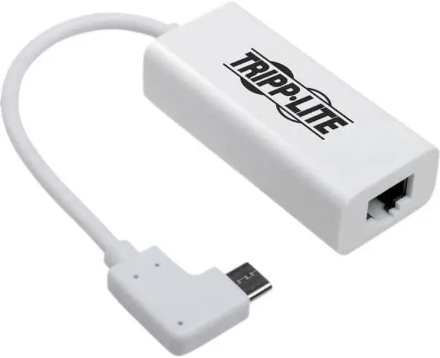 Alt view image 5 of 13 - Tripp Lite USB C to Gigabit Adapter Converter USB 3.1 Right-Angle White 6in