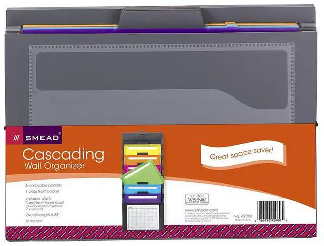 Alt view image 2 of 20 - Smead Organizer,Wall,6pckt,Gy 92060