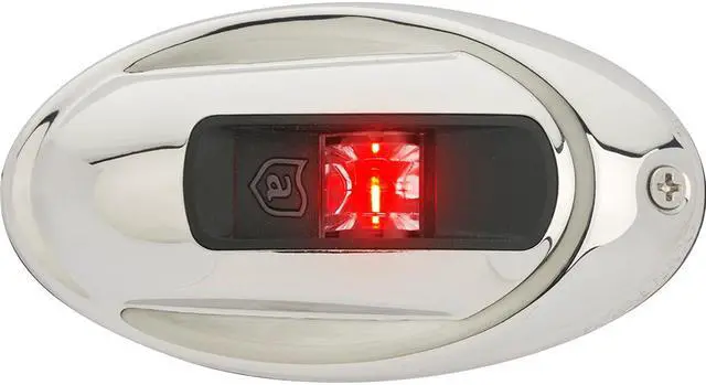 Main image of Attwood LightArmor Vertical Surface Mount Navigation Light - Oval - Port (red) - Stainless Steel - 2NM